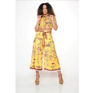 Yellow Crop top Coord Set